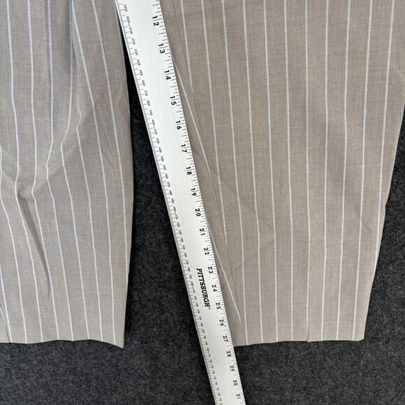 Loft Versa Pants Women's 6 Taupe White Pinstripe Seasonless Stretch Pleated - Picture 6 of 13